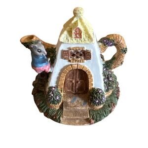 Tea Pot Mouse House cozy cottage trinket box whimsy goth resin miniature